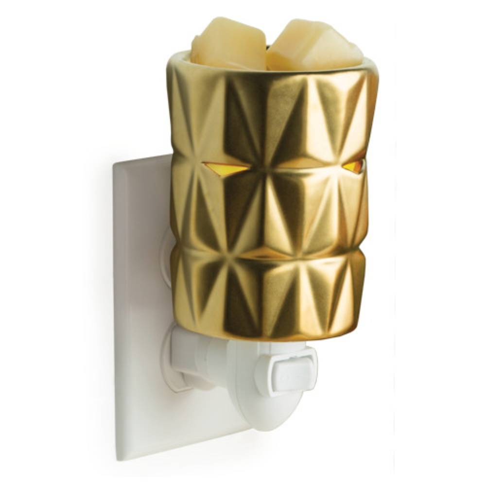 Pluggable Candle Warmer "Gold Facets" - Picture 1 of 1